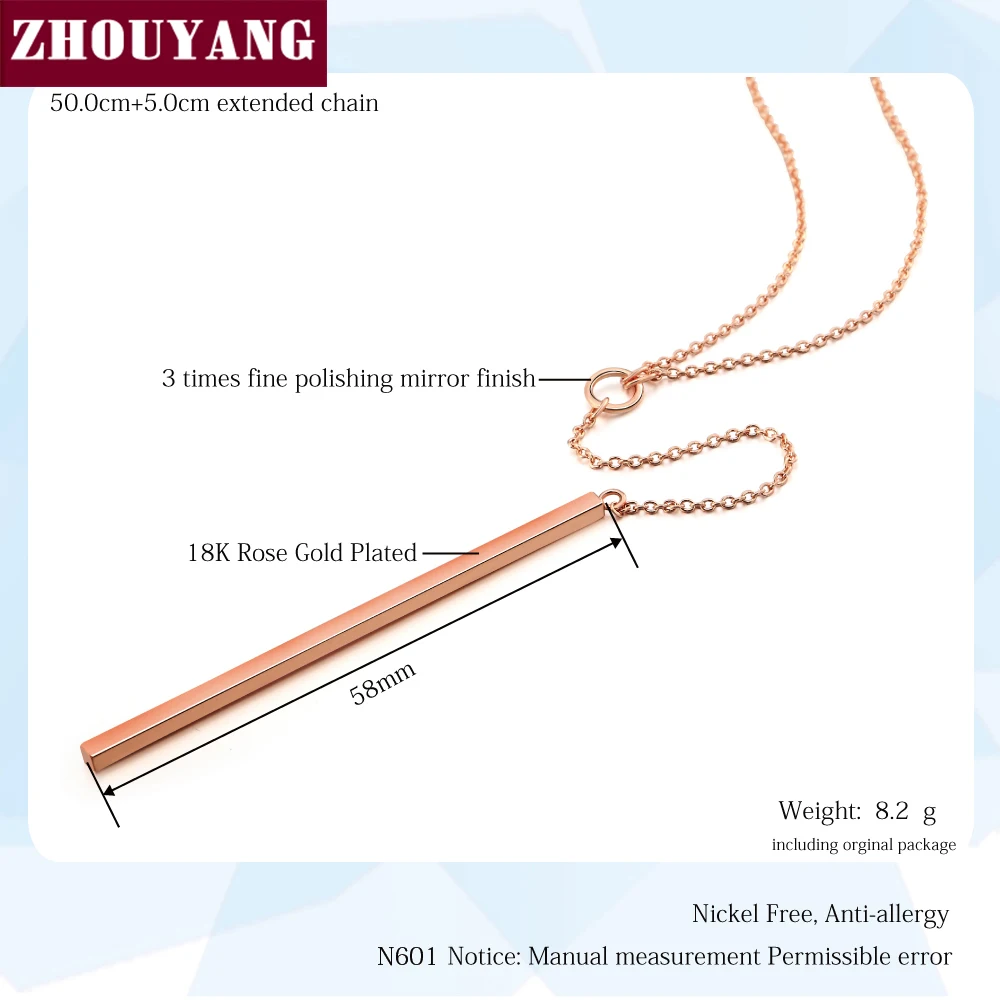 Anti Allergy Hot Sale Y Style Chain Long Necklaces & Pendants Rose Gold Color Fashion Jewelry For Women Colares N601