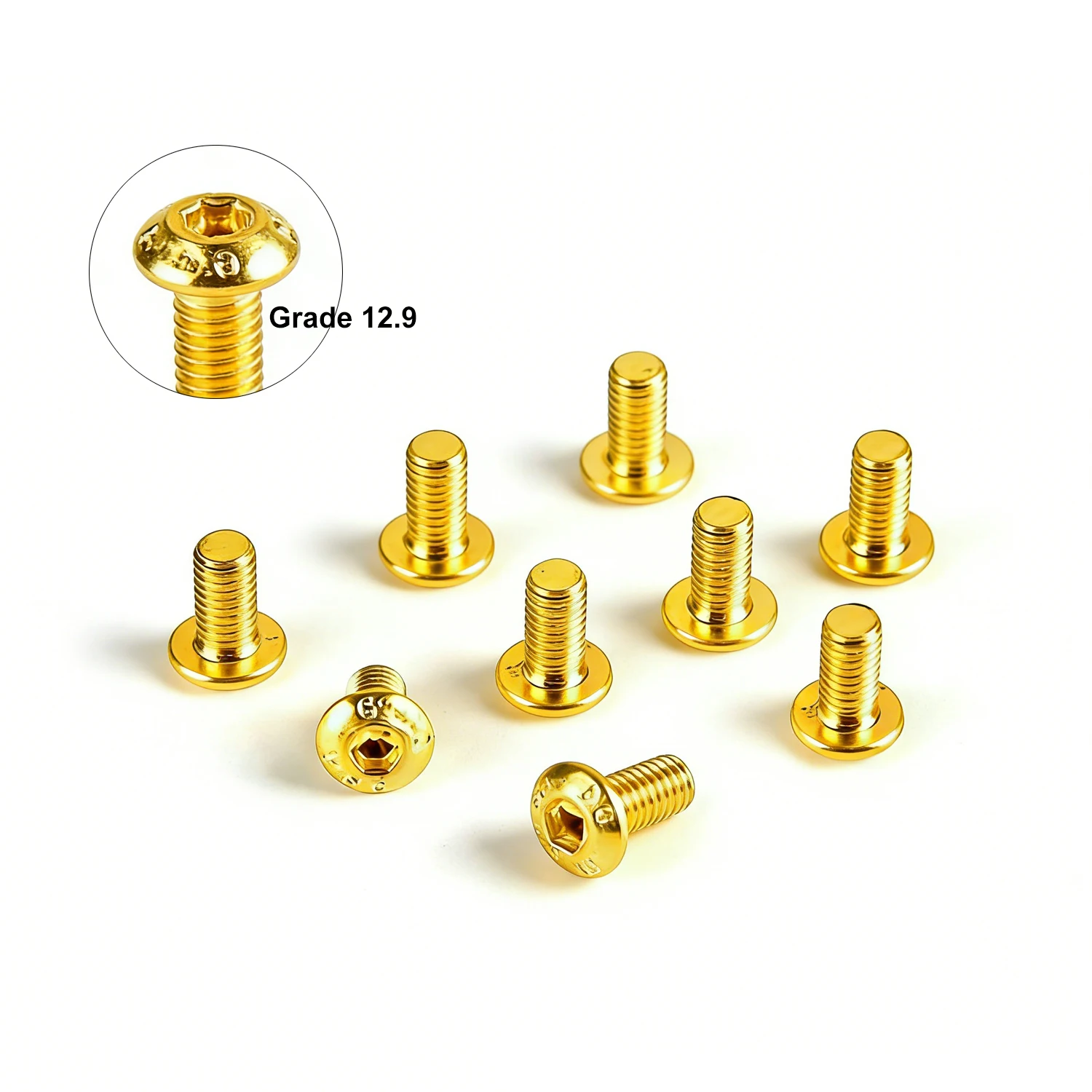 10pcs M3 M4 Golds 12.9 Grade Button Head Hex Socket Screws, Alloy Steel High Strength Hexagon Cap Bolt Fastener Hardware