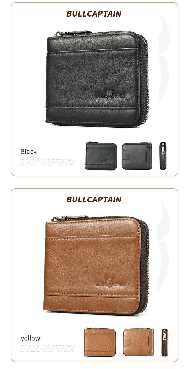 BULLCAPTAIN Geldbörse Retro Vintage Geldbörse Europäischer und Amerikanischer Horizontaler Stil Echtes Leder RFID Münz- und Kartenhalter Geldbörsen – Detail 17