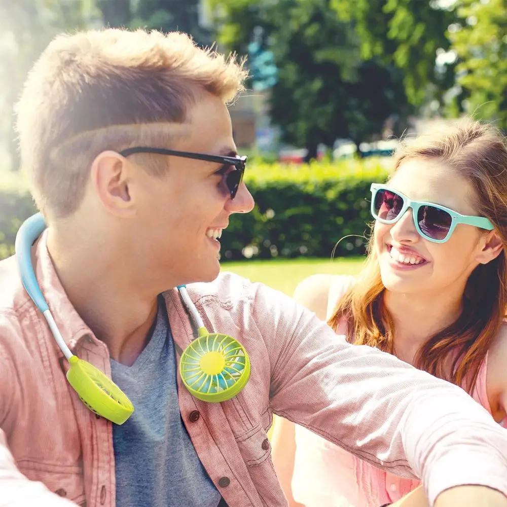 5 パック充電式ウェアラブルパーソナルファン 3 スピードフレキシブルアーム USB 冷却デバイス屋内屋外ハンズフリー使用