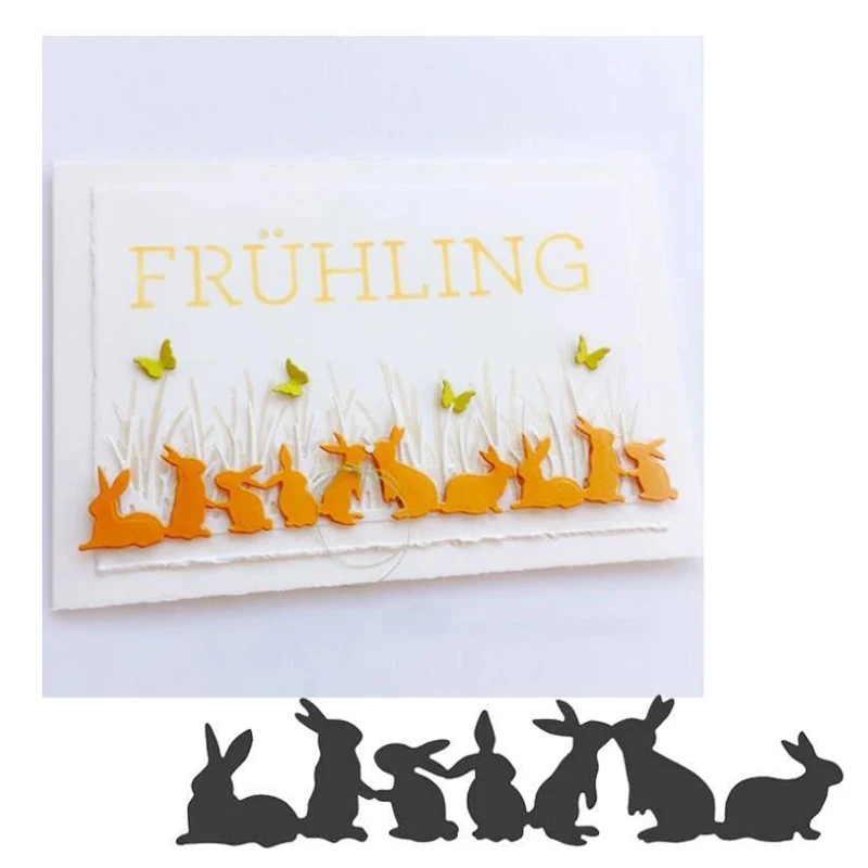 A row of rabbits Cutting Dies Cut Stencils for DIY Scrapbooking Photo Album Decorative Embossing Paper Dies for Card Making Temp