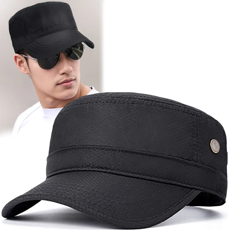 Quick Drying Fishing Sports Military Caps Summer Short Brim Plain Sun Sports Running Golf Hat Baseball Cap Hat Men's Flat Top