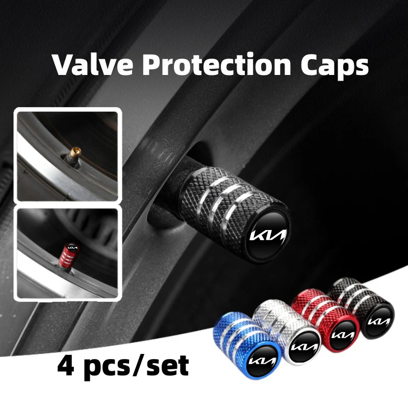 4pcs Car Tyre Dust Cover  Metal Wheel Tire Valve Stem Air Cap For KIA Cerato Soul Venga Forte Spectra Sedona Niro Cadenza