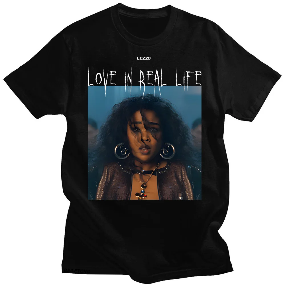 Lizzo New Alblum Love in Rael Life Tshirts Women/Men Fashion Versatile Clothing Cotton O-neck Short Sleeve Tees Hip Hop T-shirts