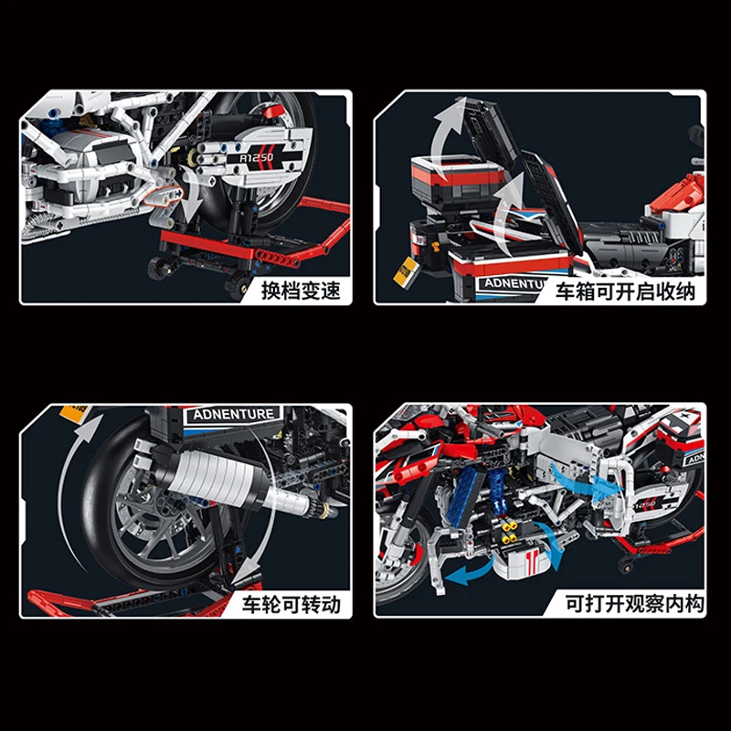 Nowa kreatywność 672109 2625 szt. Techniczne klocki motocyklowe klocki do montażu zabawek do zestawu prezent urodzinowy dla dzieci