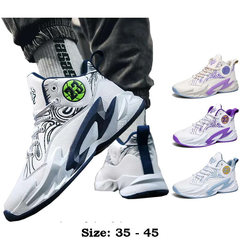 

High quality casual sport shoe for men new 2025 size 35 44 45 comfortable outdoor running basketball Sneakers shoe white print