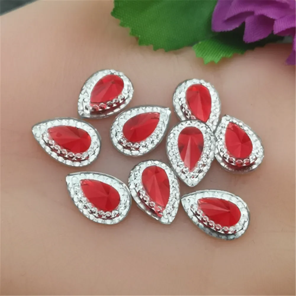 DIY 40pcs MIX 10mm*14mm Resin Drop shape Flatback Rhinestone Wedding decoration