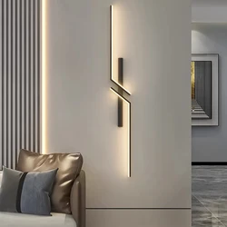 Nordic Black Gold LED Wall Lights Fixture for TV Background Bedroom Indoor LED Wall Lamps Wall Sconce for Stairs Aisle AC85-265V