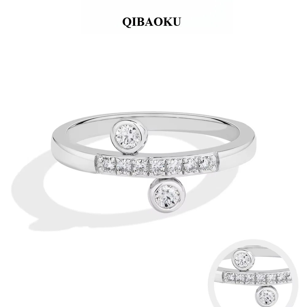 QIBAOKU Light Luxury Moissanites Rings Round Cut D VVS1 S925 Sterling Silver Engagement Band for Women Fine Jewelry Ring 2026