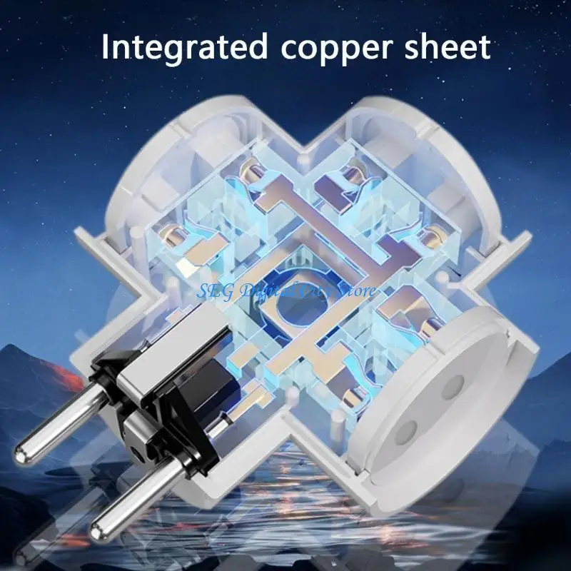 

U75B Travel Friendly EU Socket Splitter Support High Current Devices Up To 16A