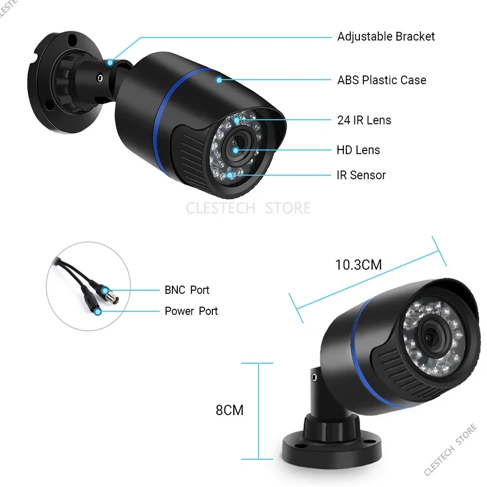 Imagem -06 - Kit de Câmera Cctv com Suporte Segurança Doméstica Conjunto de Vigilância Exterior Impermeável Tempo Limitado 5mp 4ch Ahd 2k 5m-n Ip66