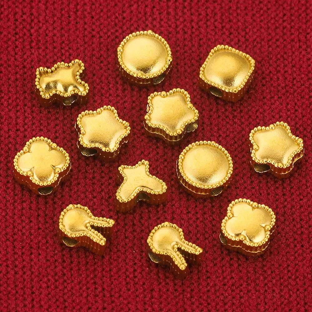 10PCS Stainless Steel Round Butterfly Flower Charm Spacer Beads PVD Gold Plated Metal Necklace Bracelet Jewelry Making Wholesale - Image 5