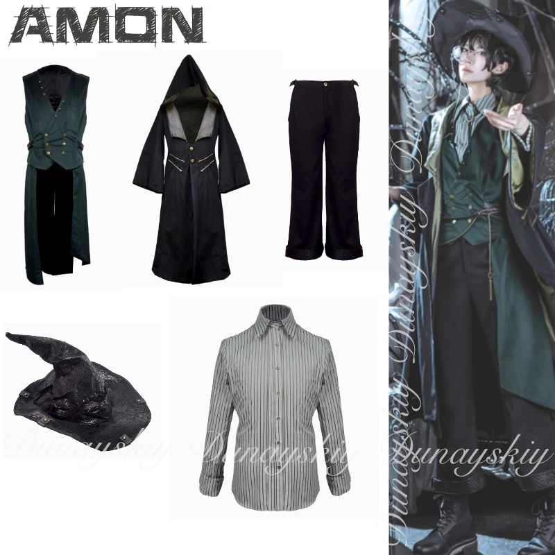 

Lord of Mysteries Anime Amon Cosplay Sequence 0 "Error" With The Magic Set And Shirts A Dark Green Vest Cosplay Costume Full Set