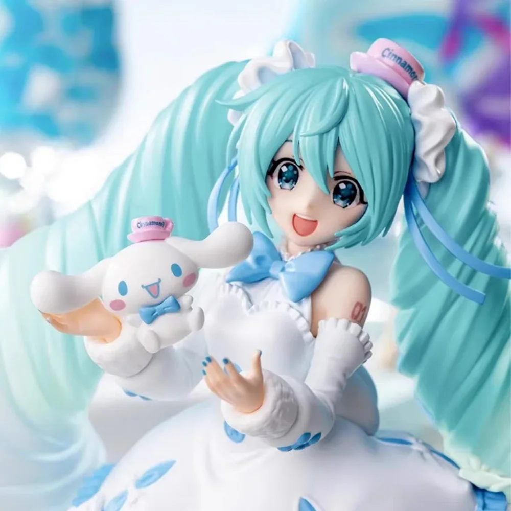 SEGA Hatsune Miku Anime Miku Cinnamoroll White Dress Action Figures Model Figurine Original Figuarts Decoration Toys Collection