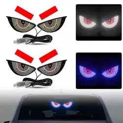 2PCS Car Devil Eyes Light Modification Eye Animation Led Display Decor Pixel Panel Window Trim Lamp USB Multi-Mode Lamp