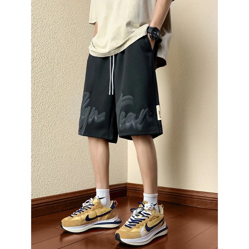 Fashion Trend Foaming Men Summer Thin Style Loose Casual Motion American Style High Street Letter Printing Comfortable Shorts