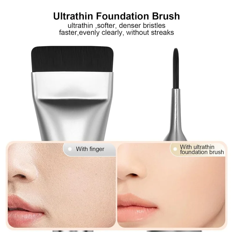 Flat Foundation Brush,Makeup Brush Spatula Facial Brush for Liquid Foundation,Premium Face Makeup Brush (Silver)