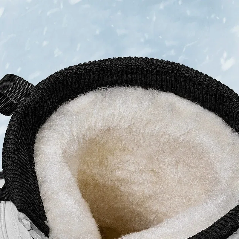 Stivali da neve da uomo Caldi stivali da neve invernali in peluche Antiscivolo Stivali da esterno impermeabili in cotone Cerniera laterale Scarpe da sci maschili Marca