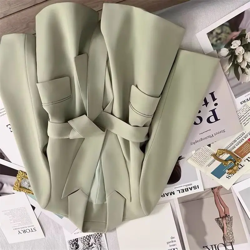 

Black Lake-up Blazer Women's Autumn Design Sense Temperament Korean Version of Casual Trendy Suit Women's Exquisite Simplicity