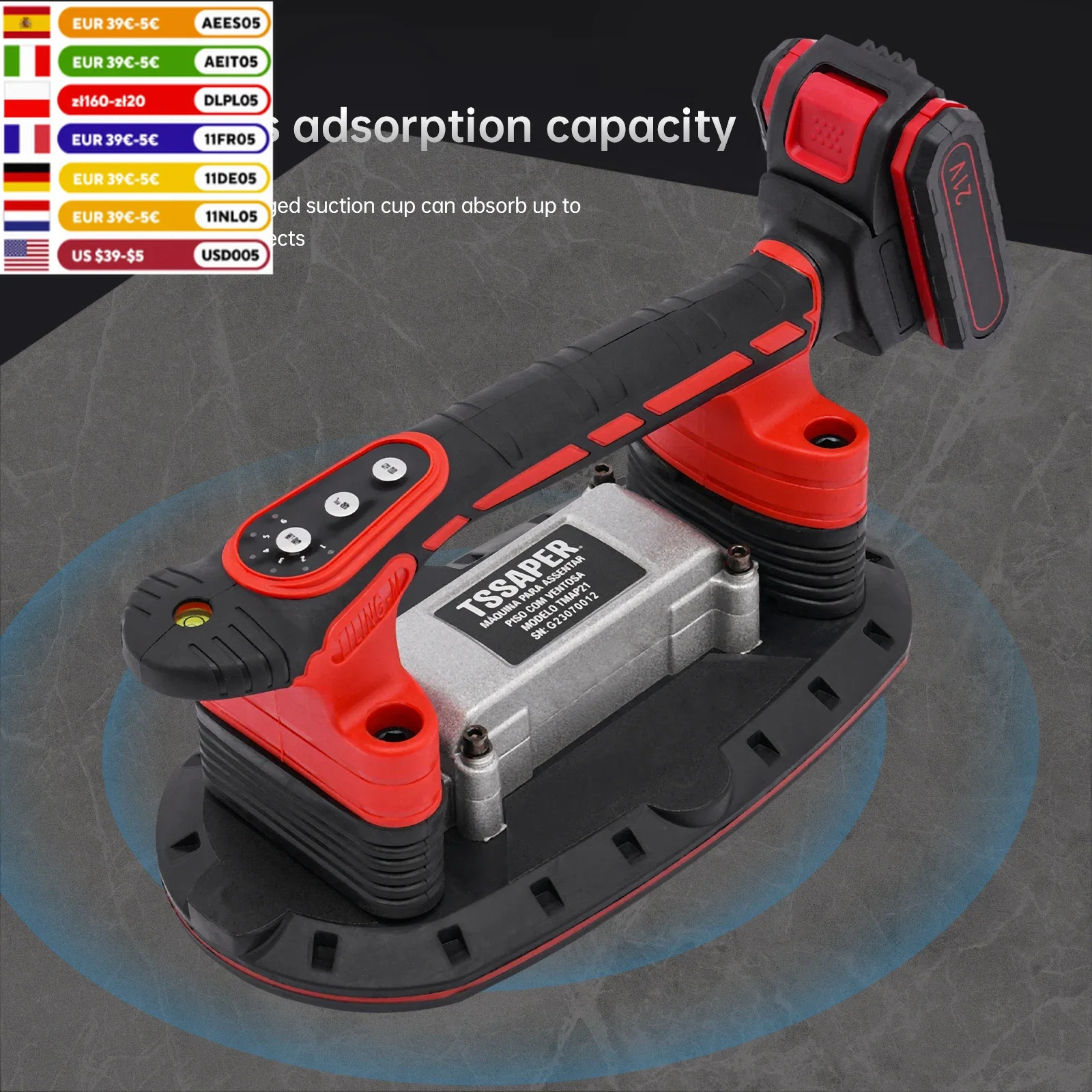 

Tile Installation Tool Slip-proof Vibration Machine Suction Cup Vibrator Handheld Tiling Leveling Laying w/Battery & Storage Box