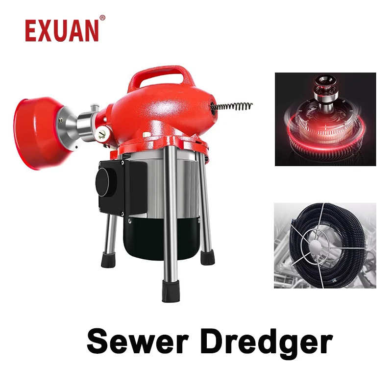 Electric Dredging Machine Floor Drain Tube Unblocker Toilet Blockage Cleaning tool Sewer Dredger Pipe Drain Cleaning Machine Set