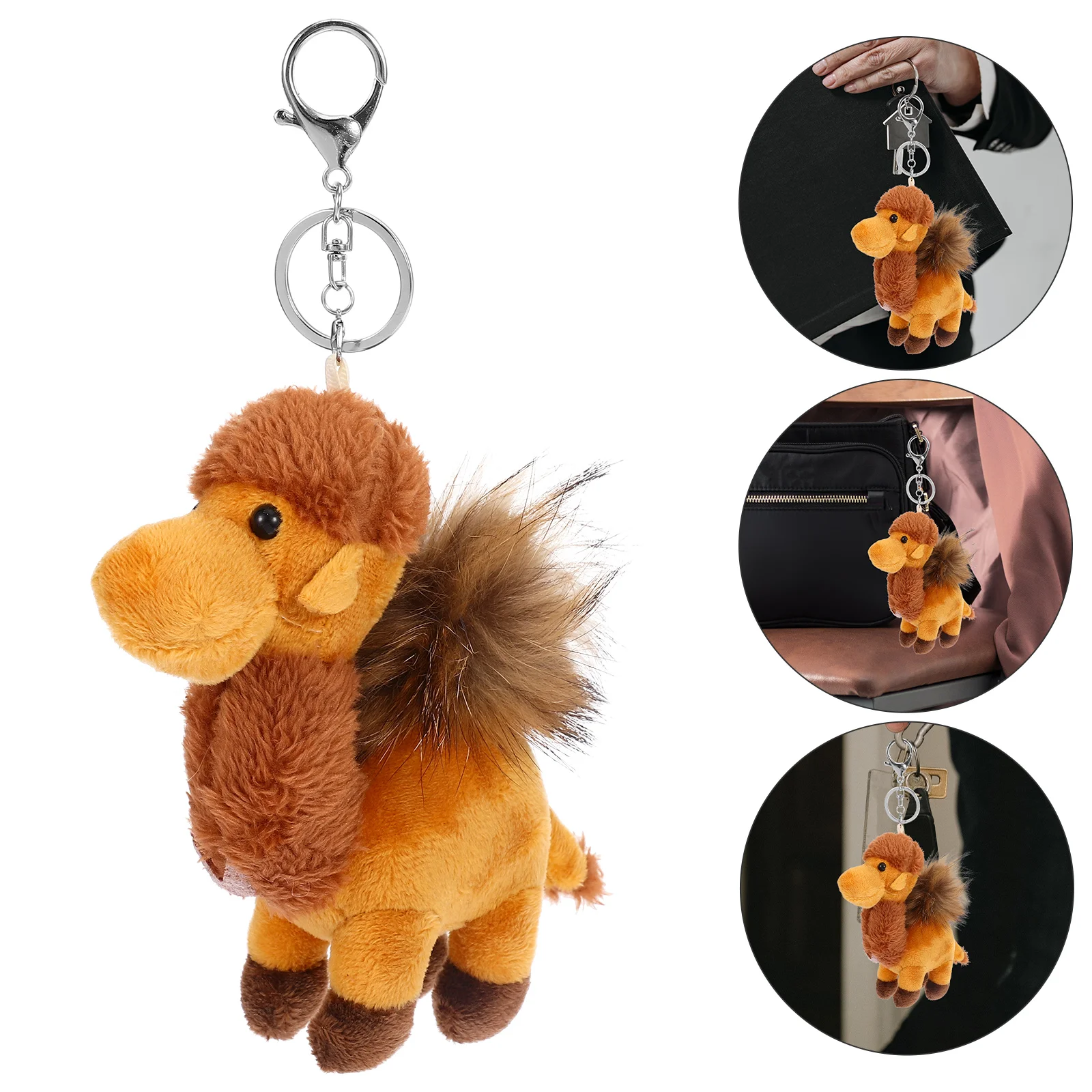 

Pom Accessories Camel Keychain Plush Cute Keychains For Women Hairy Octopus Brown Stuffed Animal