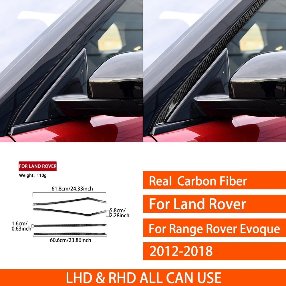 Autocollants en fibre de carbone véritable pour Land Rover Range Rover Evoque 2012-2018, panneau de pilier A de la porte, accessoires de voiture, décoration extérieure