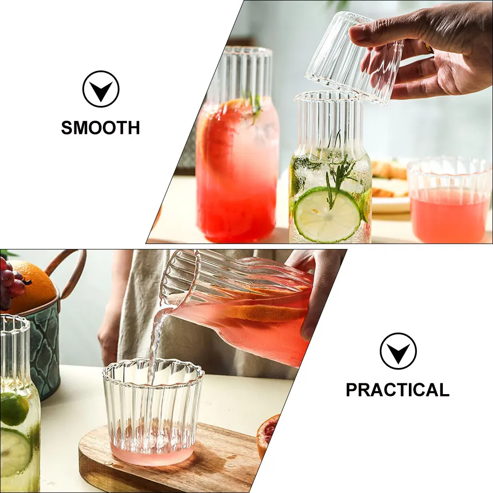 

1Set Glass Water Pitcher Set Clear Cold Water Jug for Bedside Nightstand with Tray Multi-Function Decanter for Juice Tea Coffee