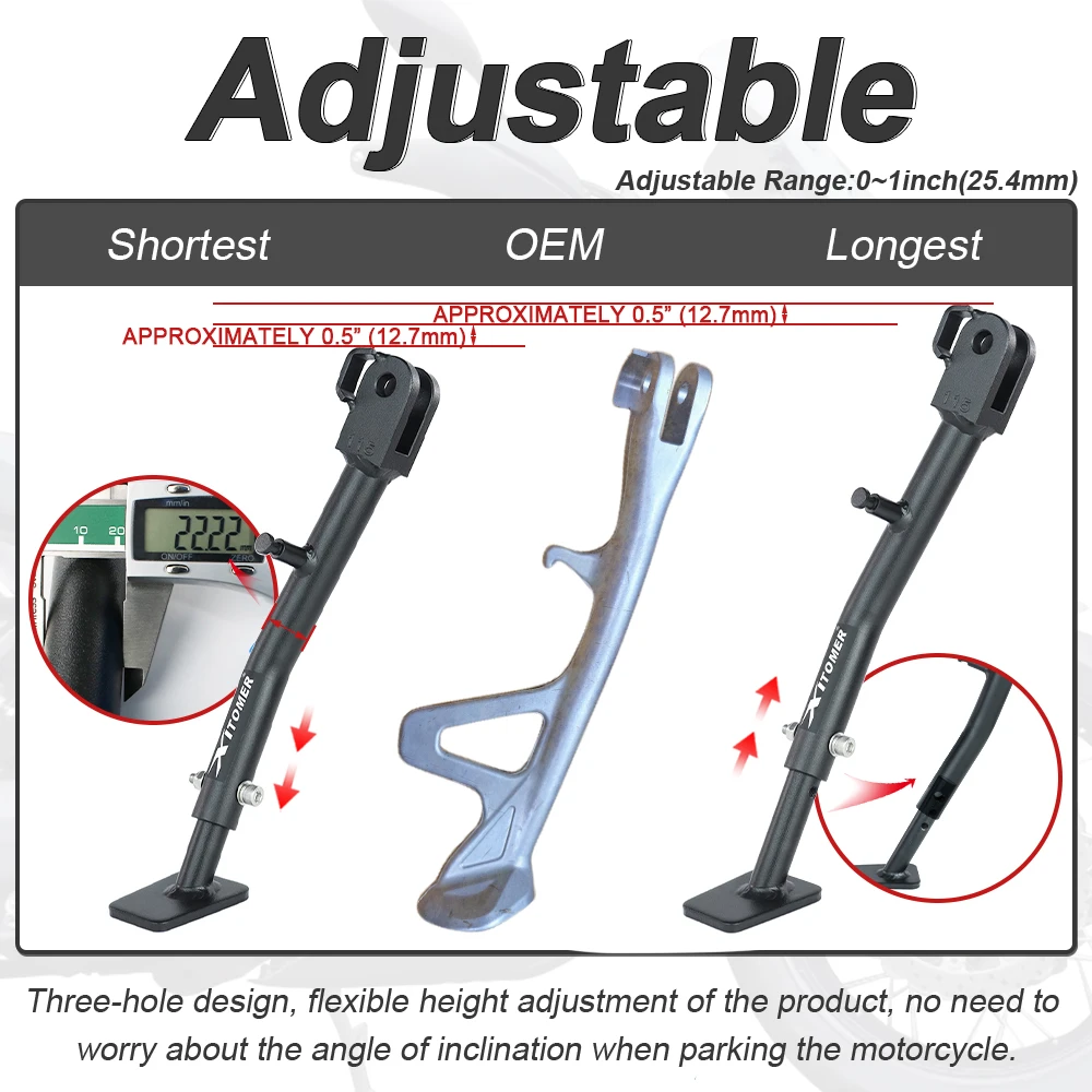Adjustable Kickstand Side Stand Steel For XTZ1200 Super Tenere 2014 2015 2016 2017 2018 2019 2020 2021 2022 2023 2024 For Yamaha