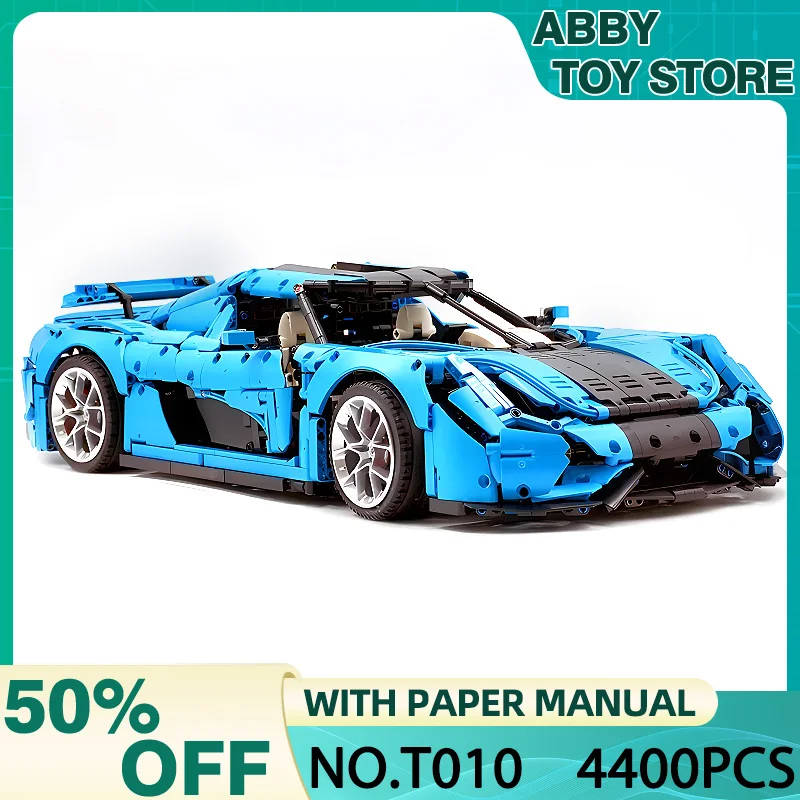 

MOC T010 Technical Blue City Super Sport Racing Car Hypercar Building Blocks Bricks Puzzle Educational Toy Christmas Gifts Kids