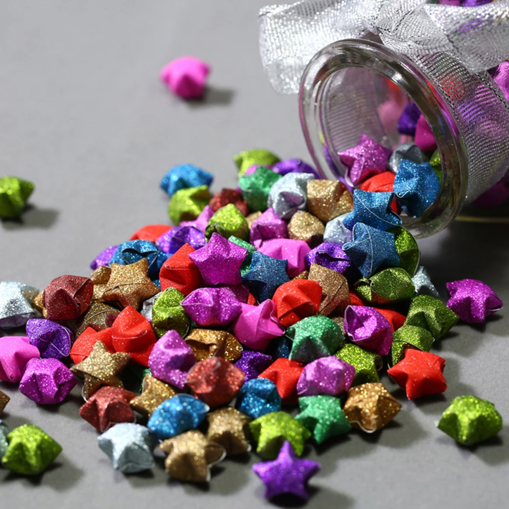 

18Pack Rainbow Glitter Star Paper Colorful Folding Sheets for DIY Star Making Paper Craft Projects Entertainment