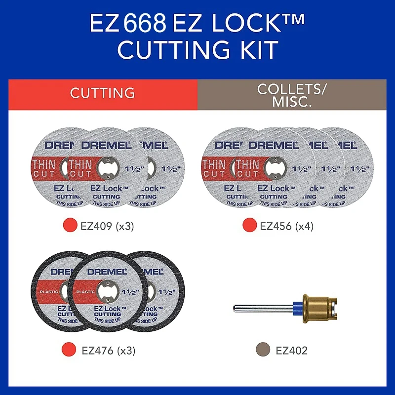 11pcs Dremel Ez Lock Abrasive Cutting Disc Rotary Tool Kit 38mm With Mandrels Grinding Wheels Accessories for Plastic Metal