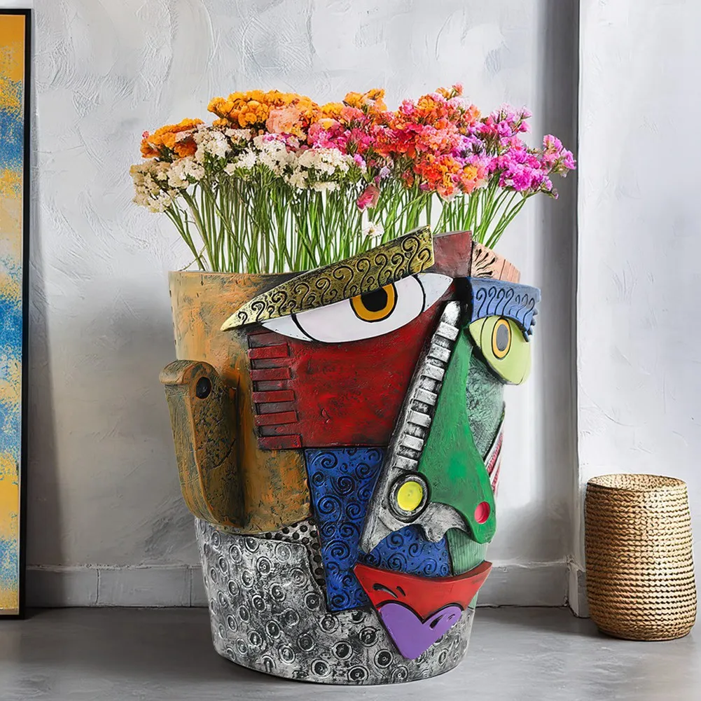 Plant Pots Indoor Face Art Abstract Resin Flowerpot Funny Flowerpot Decorative Flower Decoration-AT36