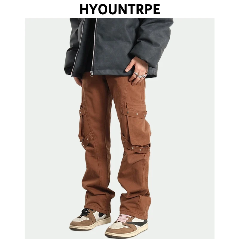 Hip Hip Pants Mens Cargo Harem Pant Streetwear Side Pockets Harajuku Joggers Unisex Baggy Hosen Loose Straight Cotton Trousers