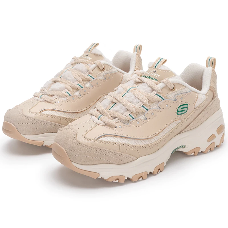 

Skechers Women's Shoes D'Lites Series Fashionable Lace-Up Sneakers with Thick Soles, Height-Increasing, Fleece-Lined, Warm Dad Shoes, Comfortable Casual Shoes 150244-Ntgr