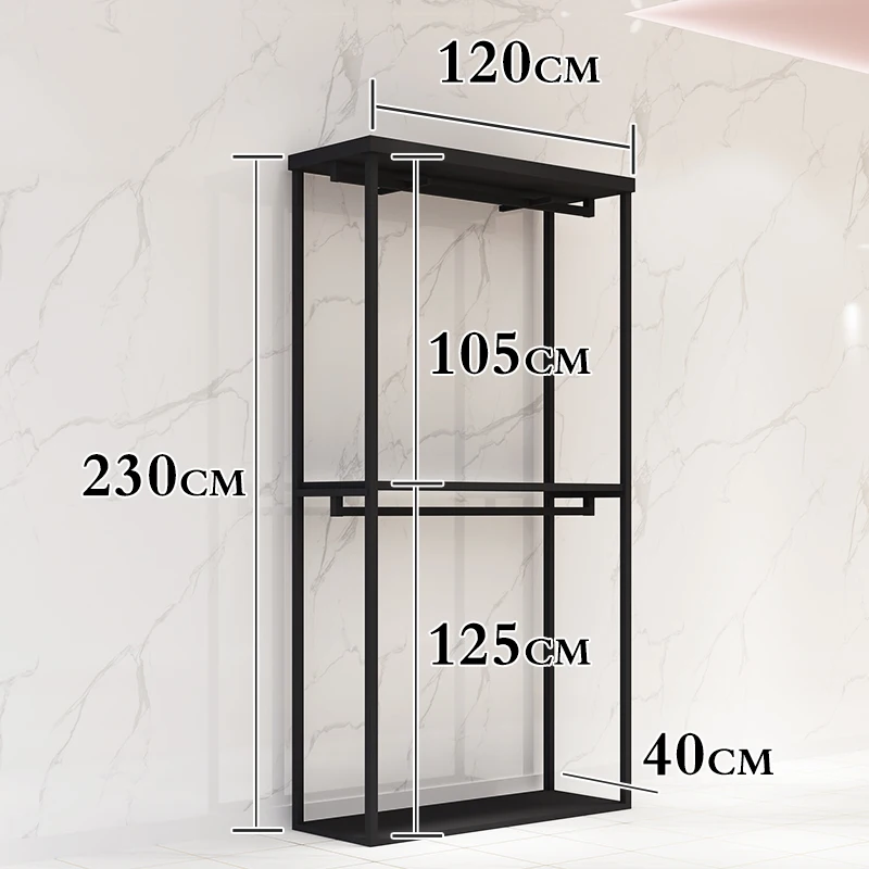 customized.Black Clothing Rack High End Boutique Display Rack with stainless steel Garment Hanging Rack Garment Store
