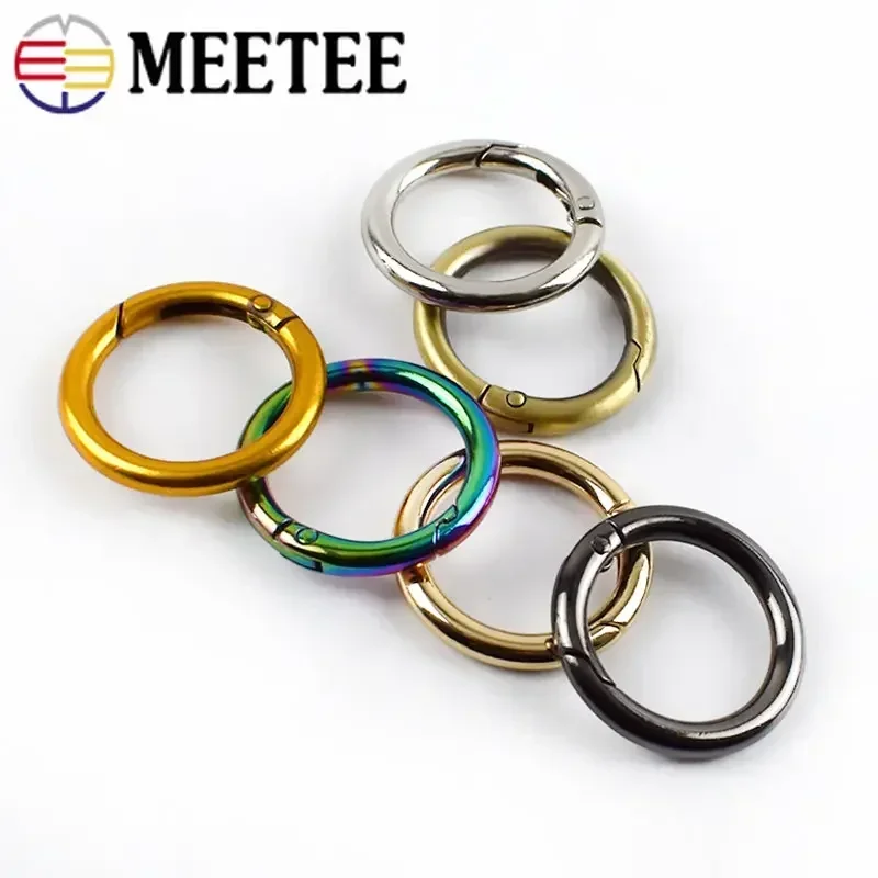 Meetee 10Pcs 7-50mm Metal Spring O Rings Buckle Openable Key Ring Hook DIY Bag Strap Keychain Snap Clasp Belt Buckles Accessory