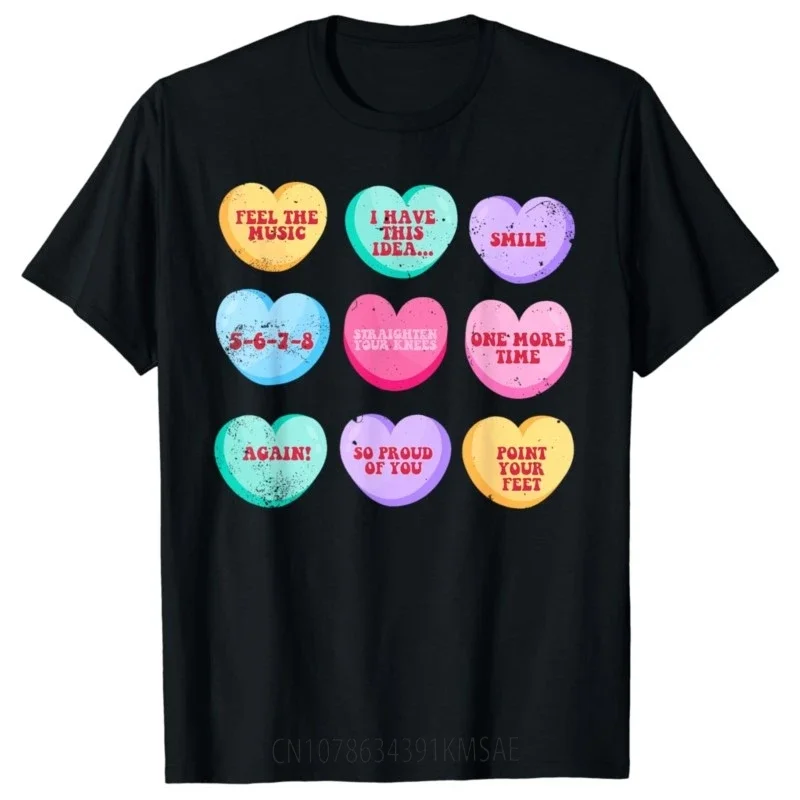 Conversation Hearts Funny Dance Teacher Happy Valentines Day T-Shirt  Women Clothes  Tops  Ropa De Mujer