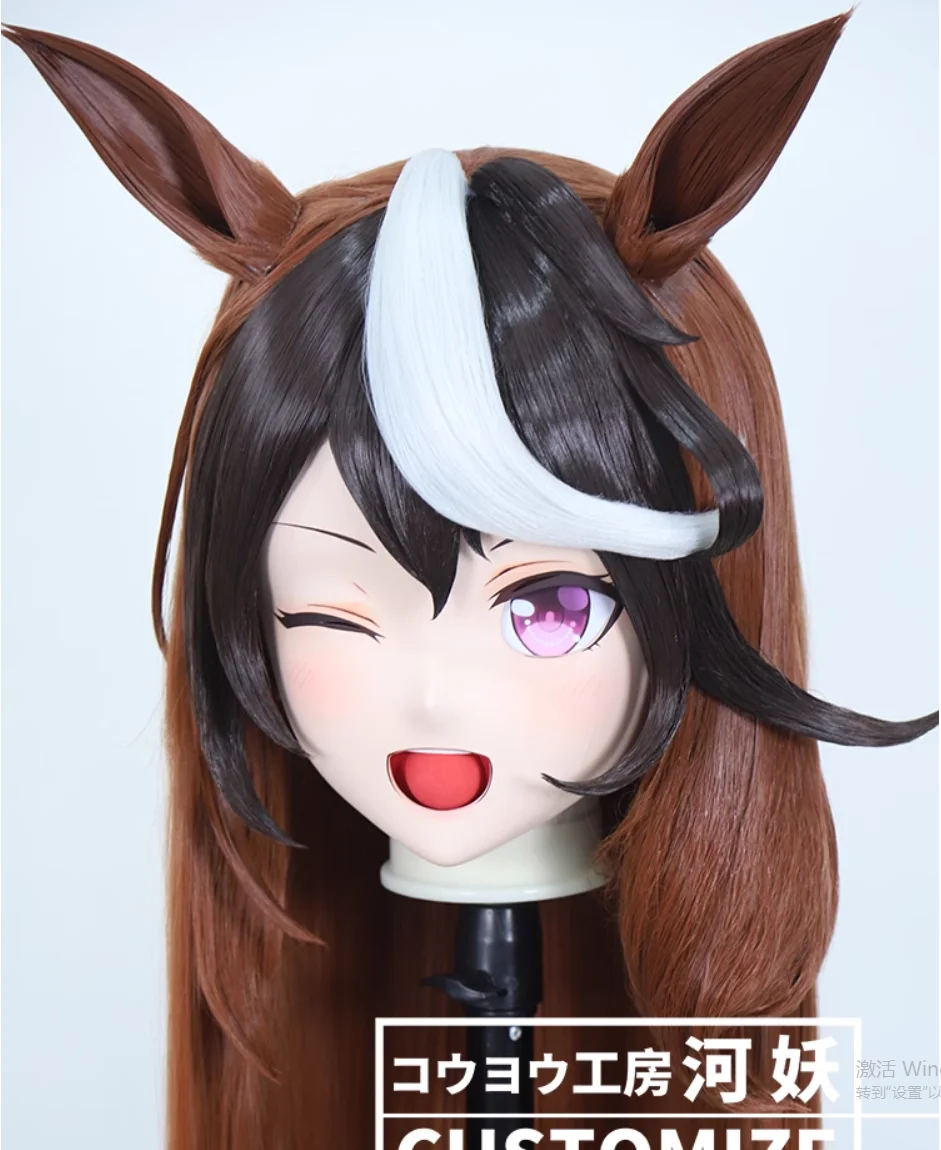 C-412-49 Customize Full Head Resin Cartoon Cosplay Japanese Character Anime Role Play Crossdress Kigurumi Mask With Back Shell