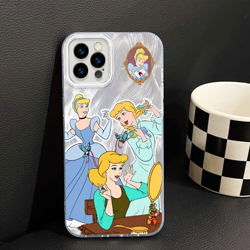 حالة هاتف ديزني برينسيس كارتون لينة ، خيوط ريش ، آيفون 15 ، 14 ، 13 ، 12 ، 11 ، XS ، X ، XR ، 8 ، 7 ، برو ماكس ، بلس