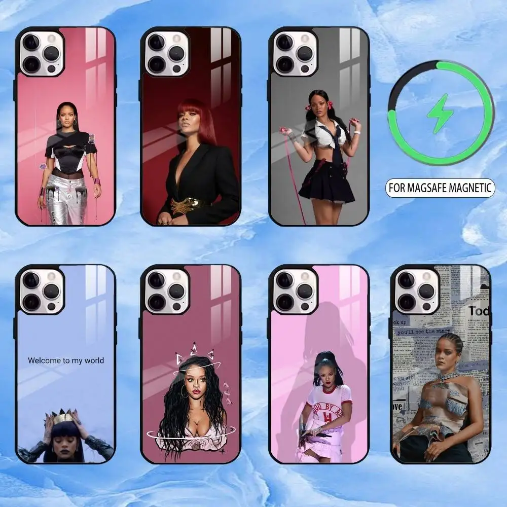 

Pop-Singer R-Rihanna Phone Case For iPhone17,16,15,14,13,12,11 Plus,Pro Max Magnetic For Magsafe Wireless Charging