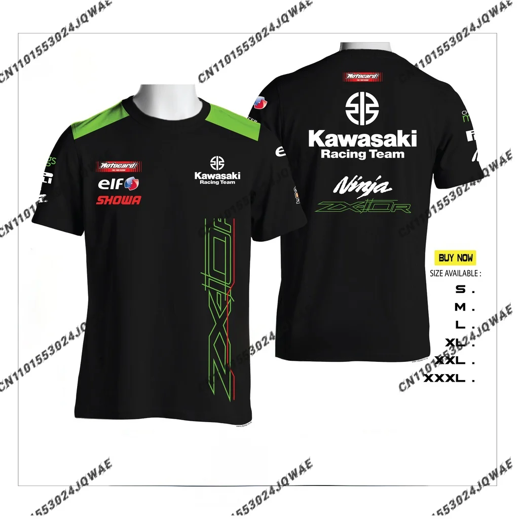 

Kawasaki Motorcycle Racing Suit Motocross Breathable Quick Drying Cycling Suit Men And Women's Summer Oversized Sports T-Shirt﻿