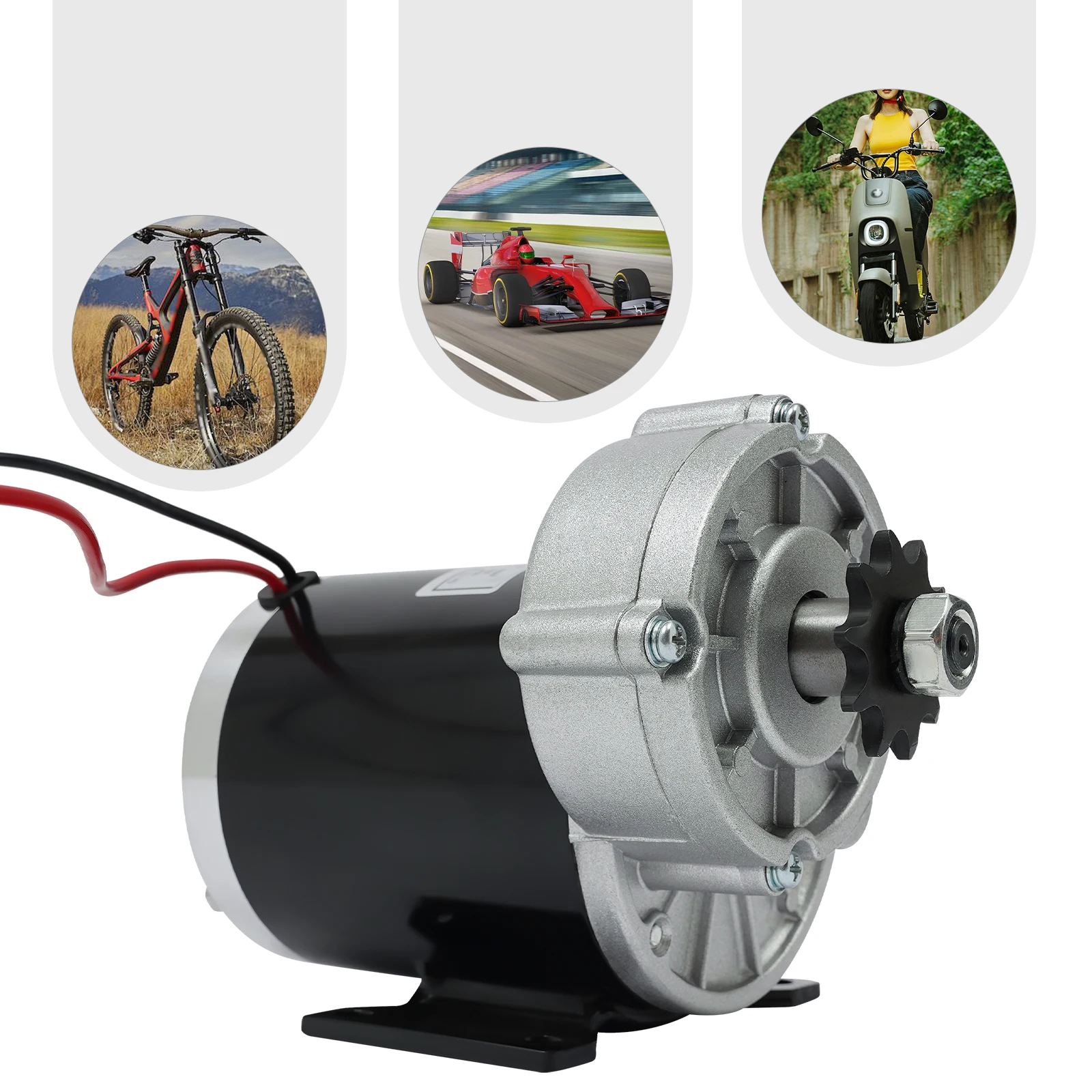 600W Brushed DC Reduction Motor 24V 450RPM High Torque 1 to 6.67 Gear Ratio 200kg Load Capacity For E Bike Conversion Kit