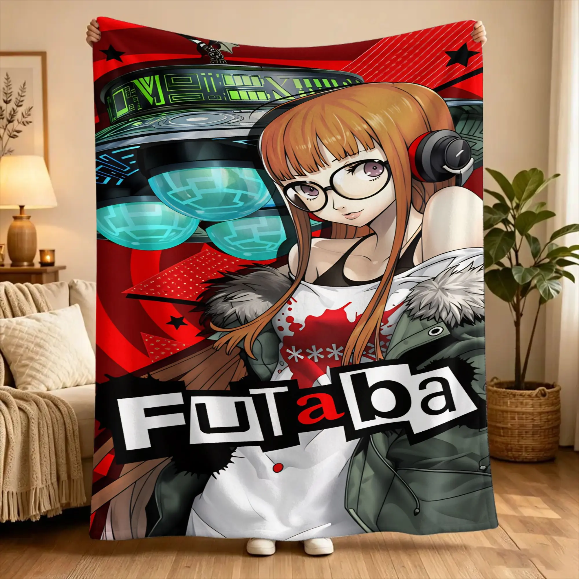 P5 Futaba Sakura Joker Flannel Blankets Winter  Soft Warm Bedding Throws for Students Couch Chair Funny Bedspread Sofa Bed Cover
