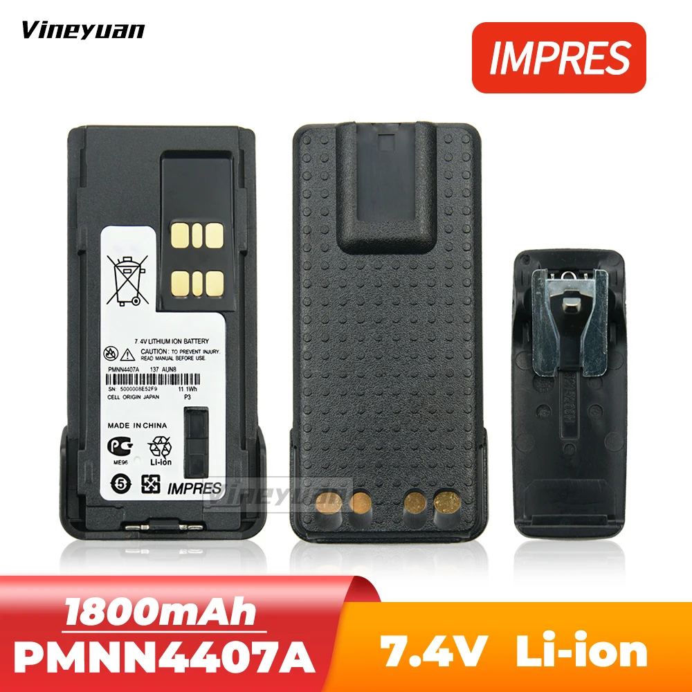 Batería de Iones de Litio IMPRES PMNN4407 de 7.4V y 1800mAh para Motorola XPR7550, XPR7380, DP2400, DP4400, XiR P6600, XiR P6620, APX 1000, APX 4000