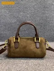 Borsa a mano da donna in pelle scamosciata Pu borsa a tracolla da donna in ecopelle con cerniera Design Vintage borse a tracolla da donna Casual a spalla singola