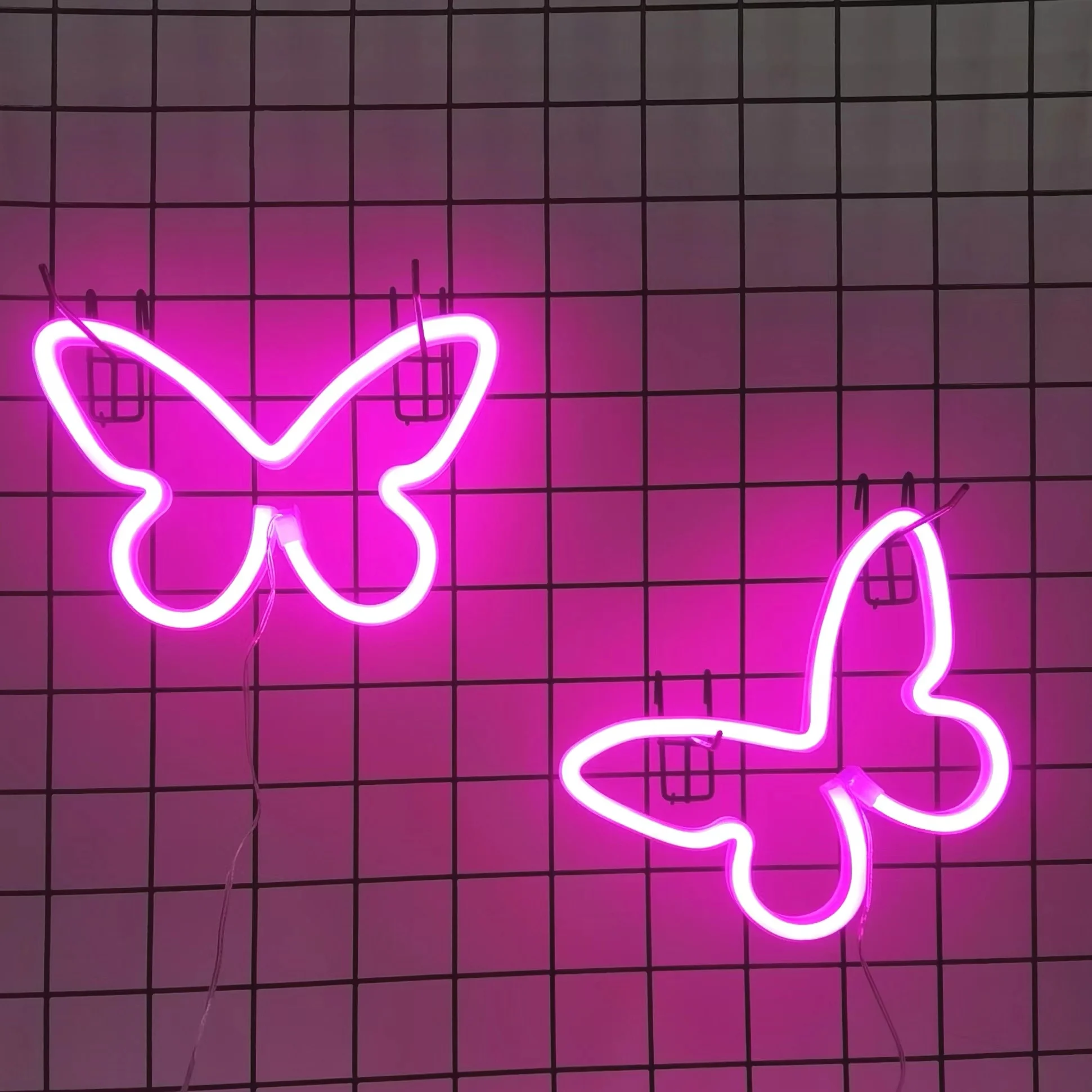 2pcs, butterfly neon light logo, USB/battery powered, bedroom wall decoration, birthday gift, wedding supplies, business gift