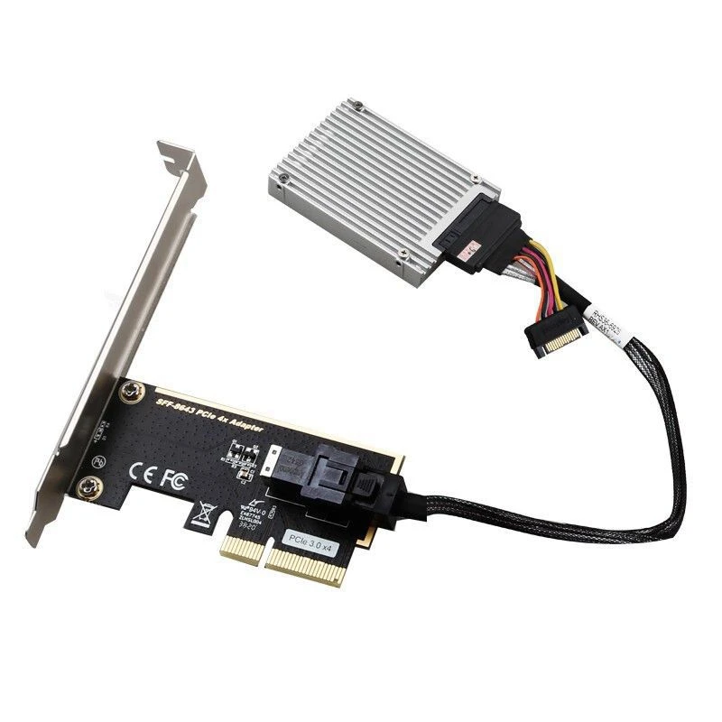 Pcie to u.2 SFF-8643 genカード、gen 3または4-レーンカード、ミニソー付き2.5 "nvme ssd (SFF-8643) からu.2 (SFF-8639) ケーブル