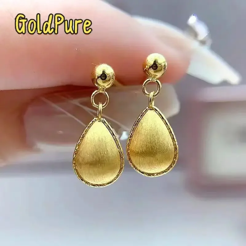 

Goldpure Luxury 24K 9999 Pure Gold real gold Women's Drop Earrings with Wire Pattern Elegant All-match Earrings