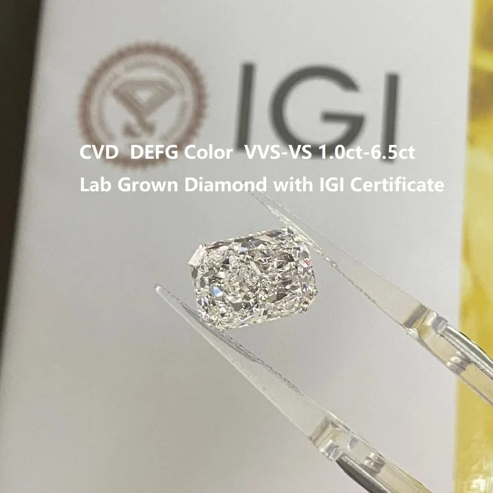 Ruif 1-6.5ct EFG VS1-VS2 Quality Radianct Cut CVD Lab Grown Diamond Gemstone for Fine Jewelry Making with IGI Certificate